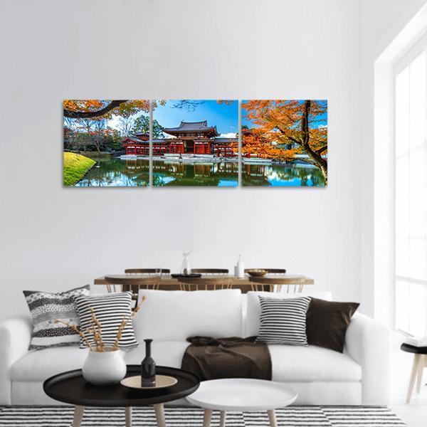 Byodo-In Temple Panoramic Canvas Wall Art-3 Piece-25" x 08"-Tiaracle