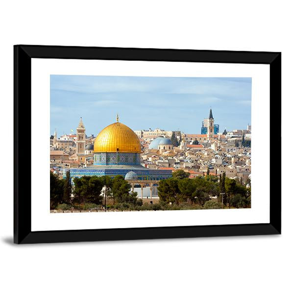 Temple Mount Jerusalem Vertical Canvas Wall Art-3 Vertical-Gallery Wrap-12" x 25"-Tiaracle