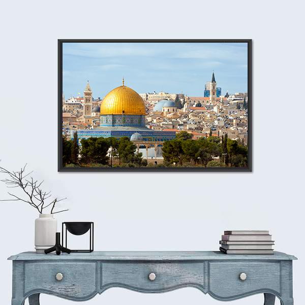 Temple Mount Jerusalem Vertical Canvas Wall Art-3 Vertical-Gallery Wrap-12" x 25"-Tiaracle