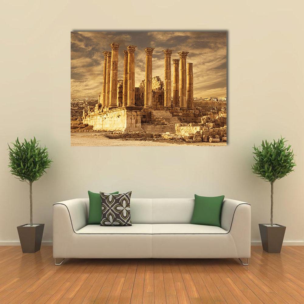 Temple Of Artemis Jordan Canvas Wall Art-4 Square-Gallery Wrap-17" x 17"-Tiaracle