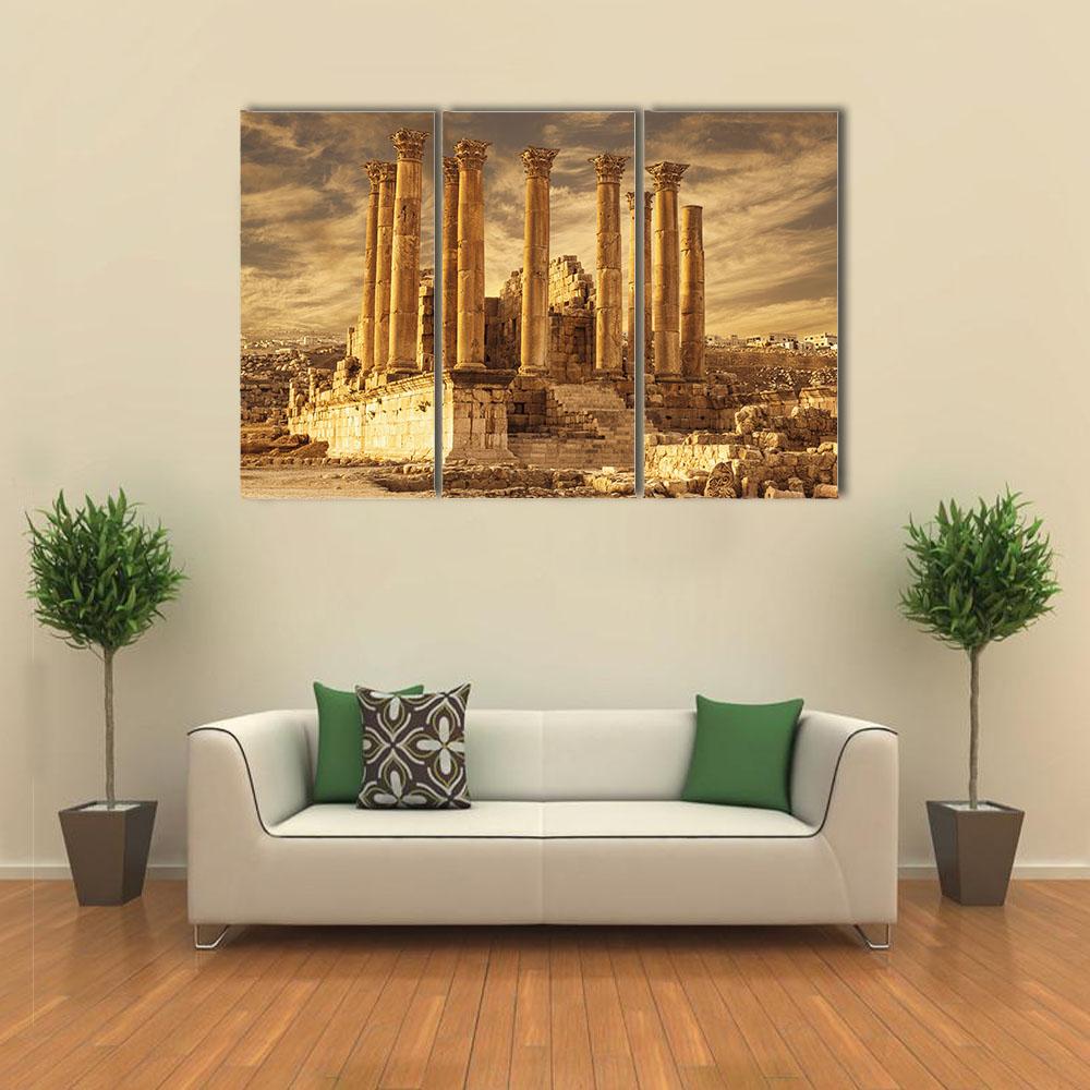 Temple Of Artemis Jordan Canvas Wall Art-3 Horizontal-Gallery Wrap-25" x 16"-Tiaracle