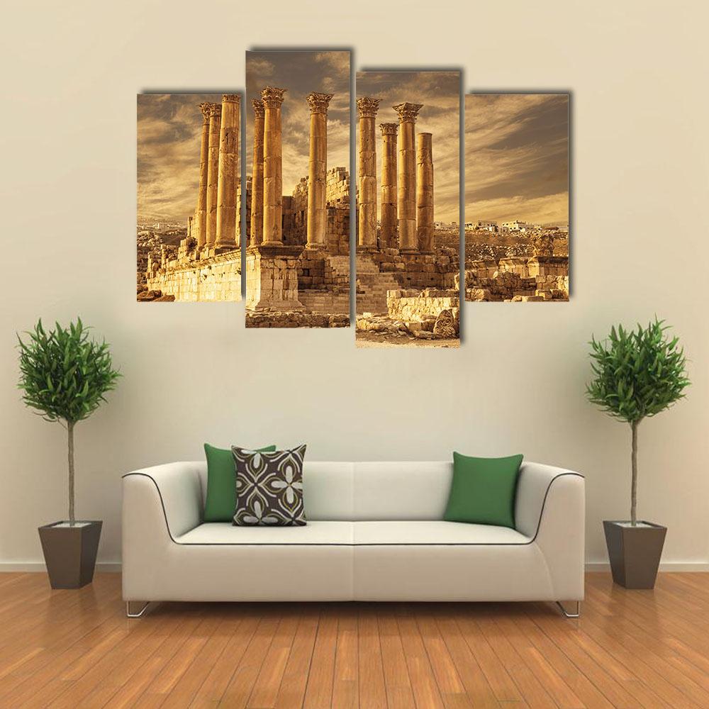 Temple Of Artemis Jordan Canvas Wall Art-4 Pop-Gallery Wrap-34" x 20"-Tiaracle