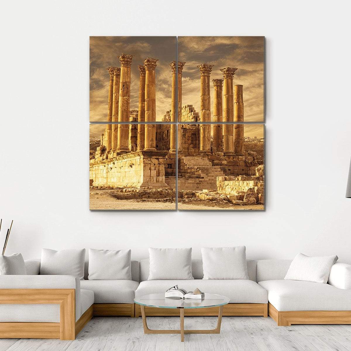 Temple Of Artemis Jordan Canvas Wall Art-4 Square-Gallery Wrap-17" x 17"-Tiaracle