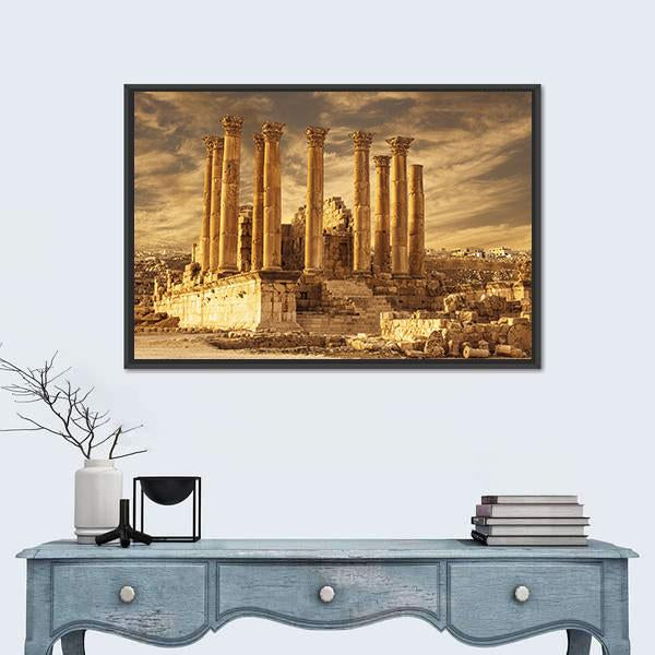 Temple Of Artemis Jordan Canvas Wall Art-3 Horizontal-Gallery Wrap-25" x 16"-Tiaracle
