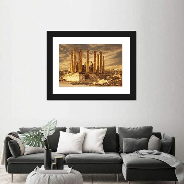 Temple Of Artemis Jordan Canvas Wall Art-1 Piece-Framed Print-20" x 16"-Tiaracle