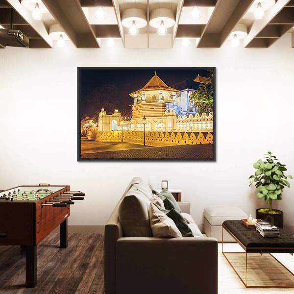 Temple Of Buddha Tooth Canvas Wall Art-3 Horizontal-Gallery Wrap-25" x 16"-Tiaracle