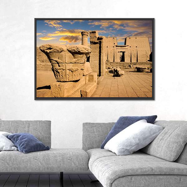 Temple Of Edfu Egypt Canvas Wall Art-1 Piece-Floating Frame-24" x 16"-Tiaracle