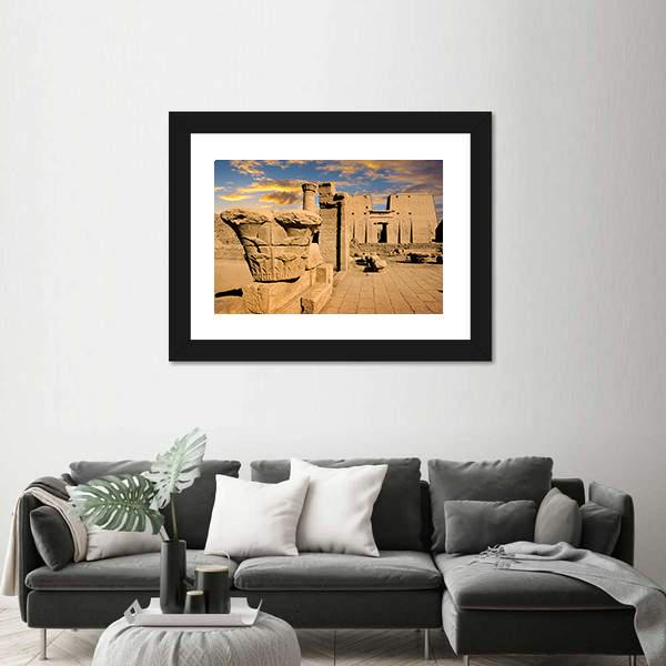 Temple Of Edfu Egypt Canvas Wall Art-1 Piece-Framed Print-20" x 16"-Tiaracle