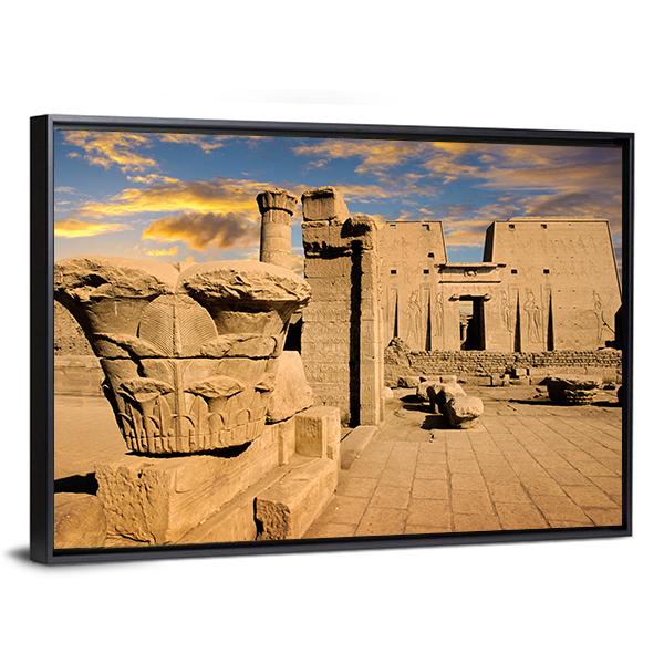 Temple Of Edfu Egypt Canvas Wall Art-3 Horizontal-Gallery Wrap-25" x 16"-Tiaracle