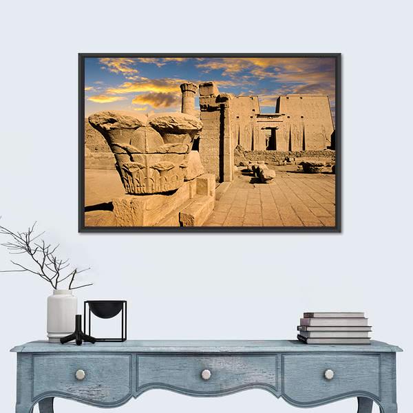 Temple Of Edfu Egypt Canvas Wall Art-3 Horizontal-Gallery Wrap-25" x 16"-Tiaracle
