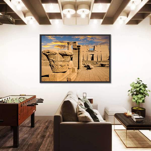 Temple Of Edfu Egypt Canvas Wall Art-3 Horizontal-Gallery Wrap-25" x 16"-Tiaracle