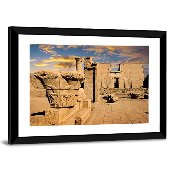 Temple Of Edfu Egypt Canvas Wall Art-3 Horizontal-Gallery Wrap-25" x 16"-Tiaracle