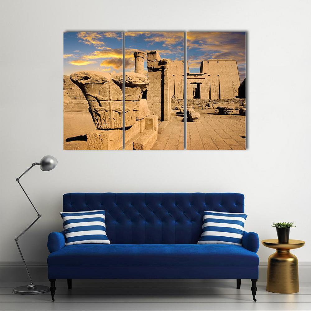 Temple Of Edfu Egypt Canvas Wall Art-3 Horizontal-Gallery Wrap-37" x 24"-Tiaracle
