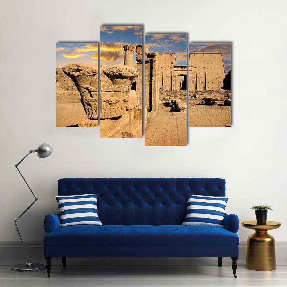 Temple Of Edfu Egypt Canvas Wall Art-4 Pop-Gallery Wrap-50" x 32"-Tiaracle