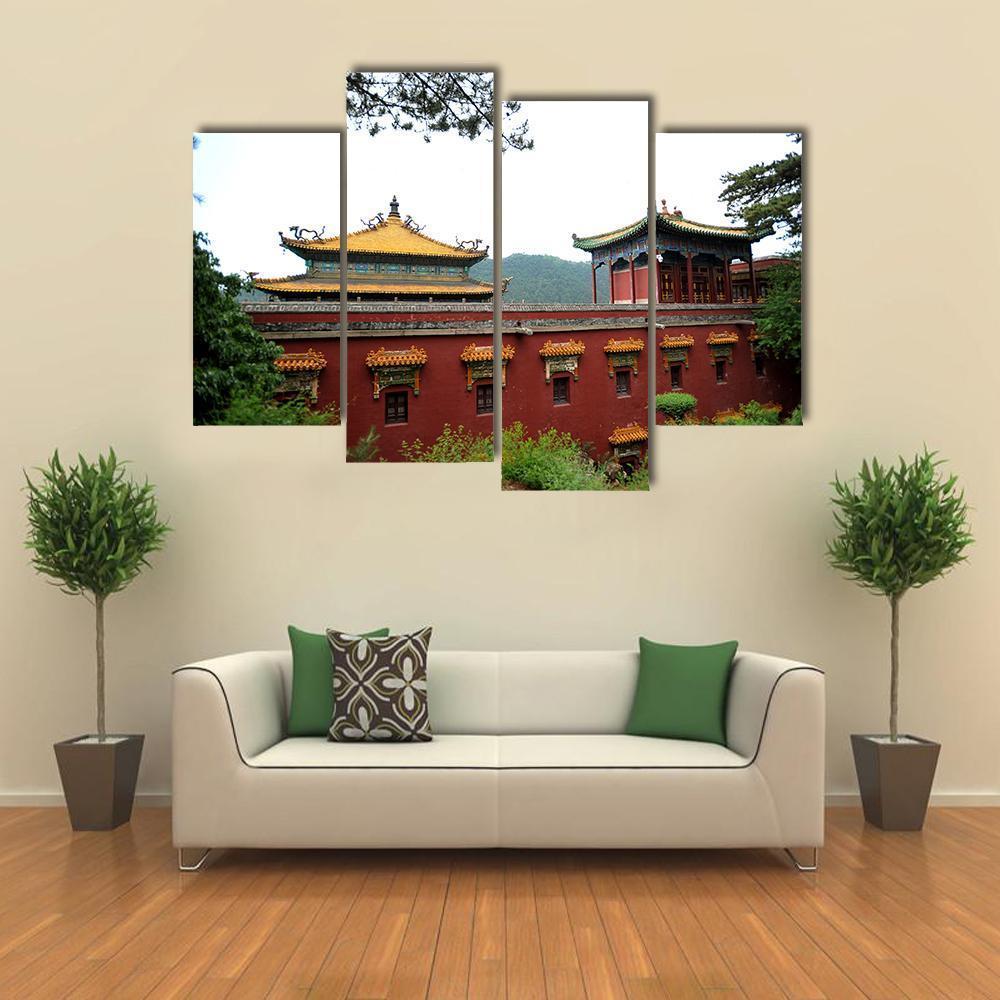 Temple of Fu Shou In Chengde Canvas Wall Art-4 Pop-Gallery Wrap-50" x 32"-Tiaracle