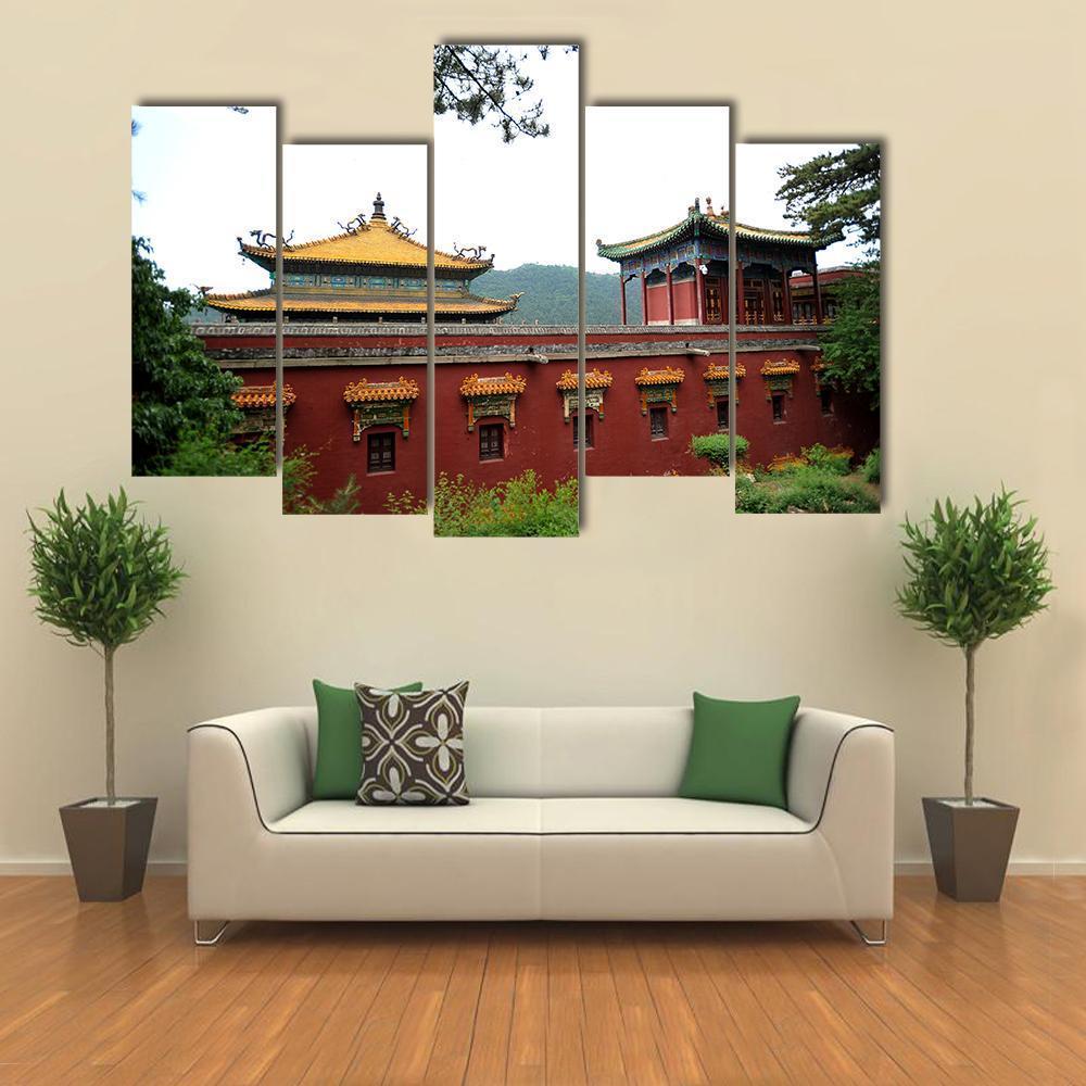 Temple of Fu Shou In Chengde Canvas Wall Art-5 Pop-Gallery Wrap-47" x 32"-Tiaracle