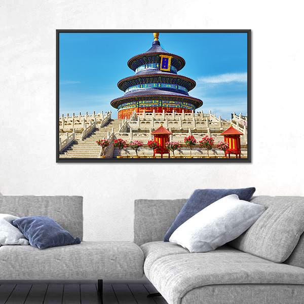 Temple Of Heaven Beijing Canvas Wall Art-1 Piece-Floating Frame-24" x 16"-Tiaracle