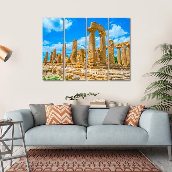 Temple Of Juno In Italy Canvas Wall Art-4 Horizontal-Gallery Wrap-34" x 24"-Tiaracle