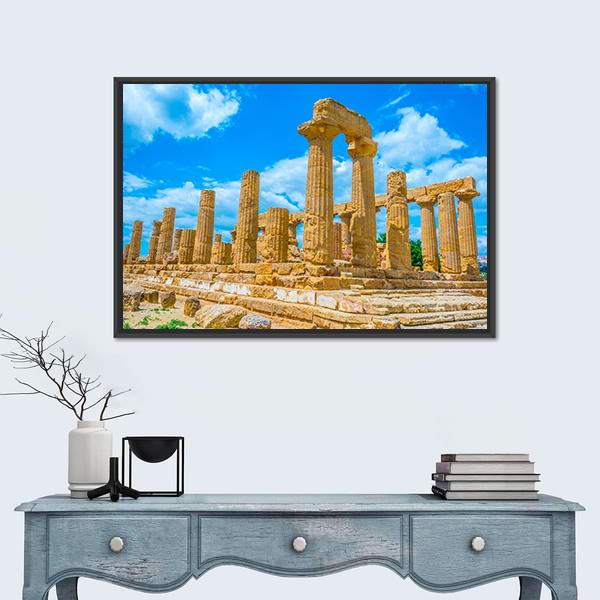 Temple Of Juno In Italy Canvas Wall Art-5 Horizontal-Gallery Wrap-22" x 12"-Tiaracle
