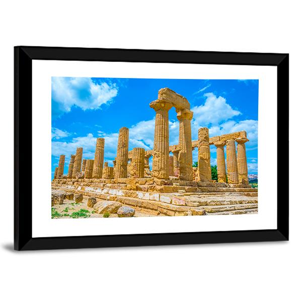 Temple Of Juno In Italy Canvas Wall Art-5 Horizontal-Gallery Wrap-22" x 12"-Tiaracle