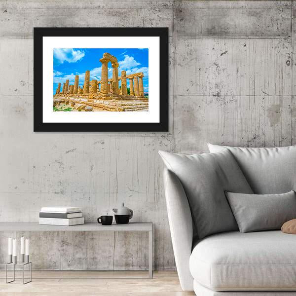 Temple Of Juno In Italy Canvas Wall Art-5 Horizontal-Gallery Wrap-22" x 12"-Tiaracle