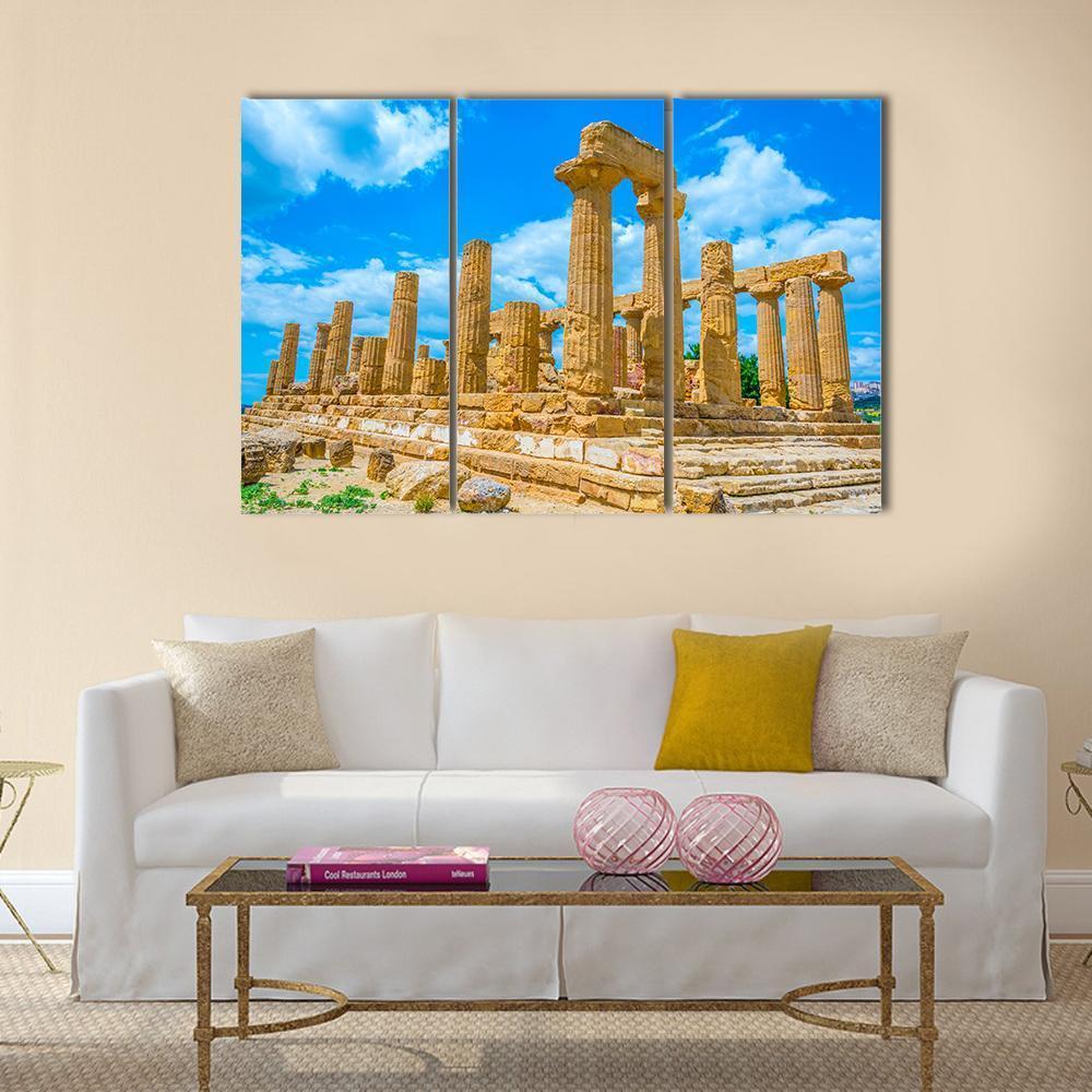 Temple Of Juno In Italy Canvas Wall Art-3 Horizontal-Gallery Wrap-37" x 24"-Tiaracle