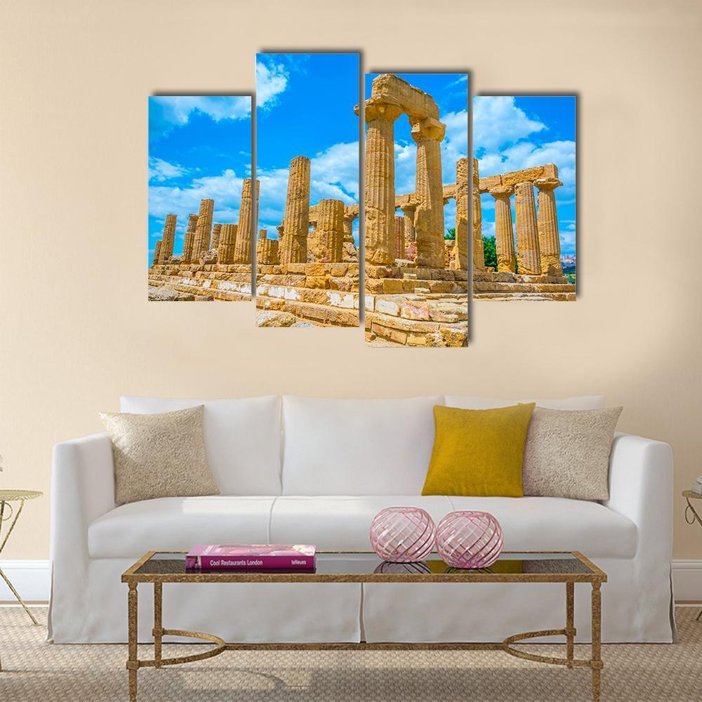 Temple Of Juno In Italy Canvas Wall Art-4 Pop-Gallery Wrap-50" x 32"-Tiaracle