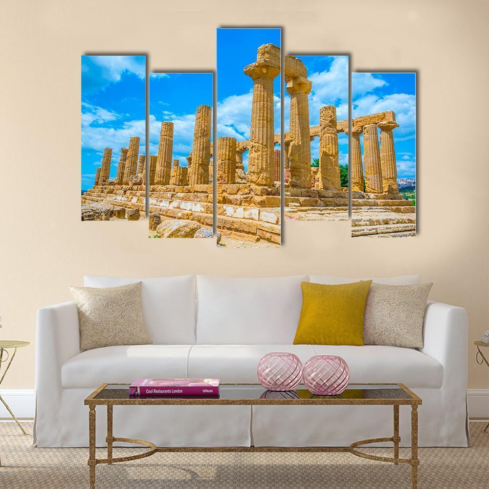 Temple Of Juno In Italy Canvas Wall Art-5 Pop-Gallery Wrap-47" x 32"-Tiaracle
