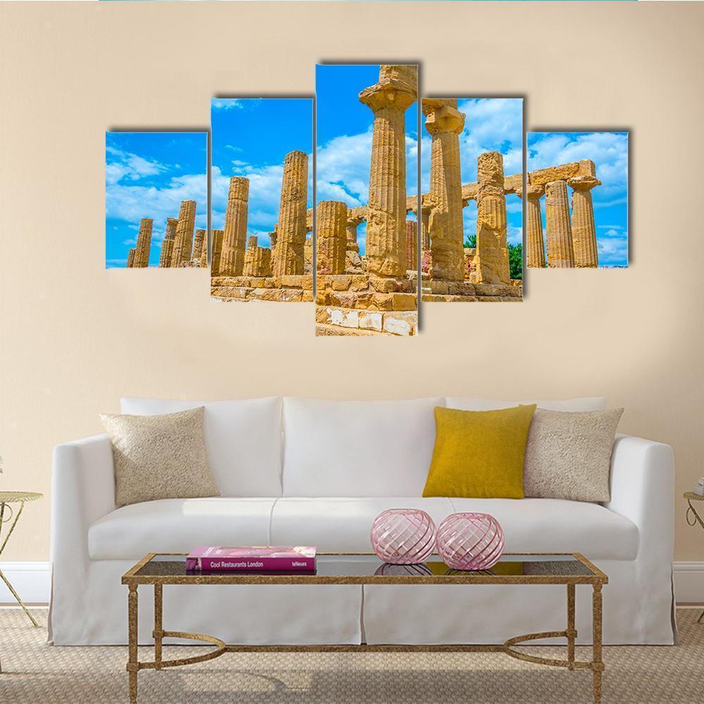Temple Of Juno In Italy Canvas Wall Art-5 Star-Gallery Wrap-62" x 32"-Tiaracle