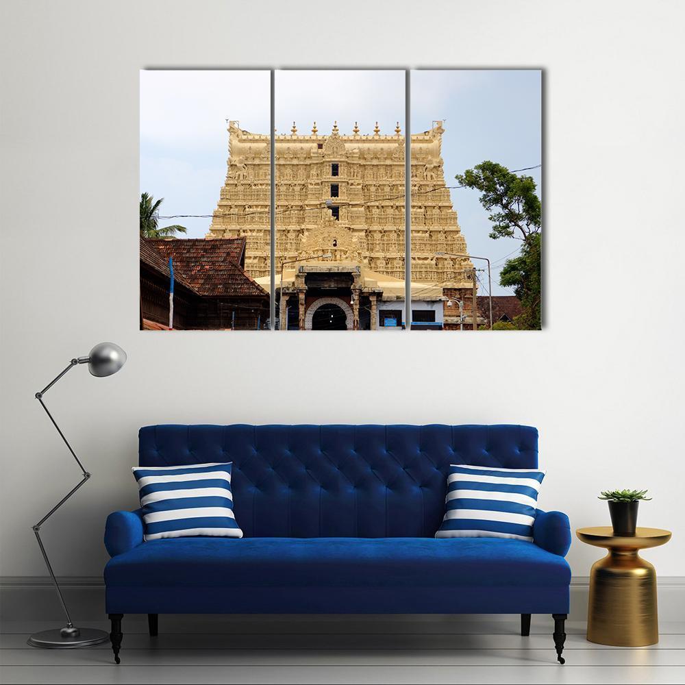 Temple Of Thiruvananthapuram Canvas Wall Art-3 Horizontal-Gallery Wrap-37" x 24"-Tiaracle