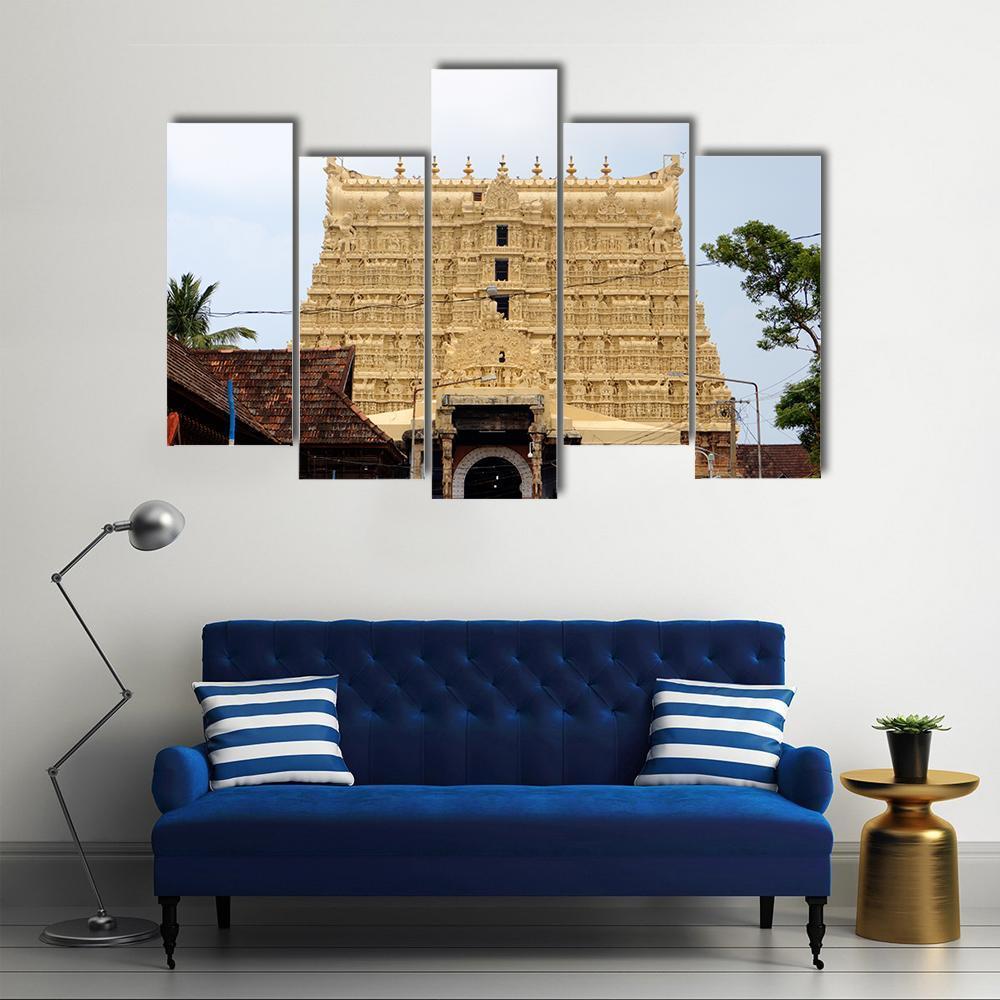 Temple Of Thiruvananthapuram Canvas Wall Art-5 Pop-Gallery Wrap-47" x 32"-Tiaracle