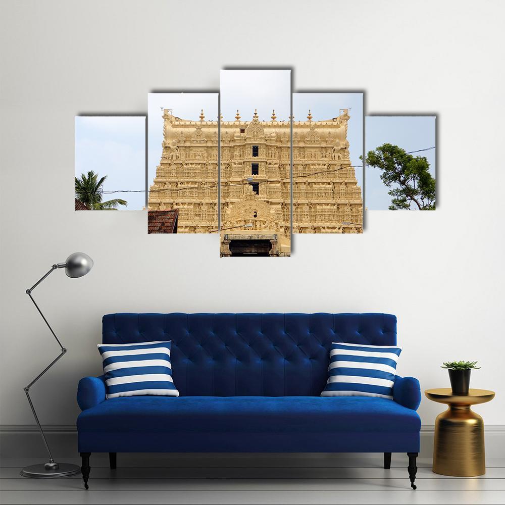 Temple Of Thiruvananthapuram Canvas Wall Art-5 Star-Gallery Wrap-62" x 32"-Tiaracle