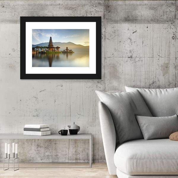 Temple On Lake Bratan Canvas Wall Art-5 Horizontal-Gallery Wrap-22" x 12"-Tiaracle