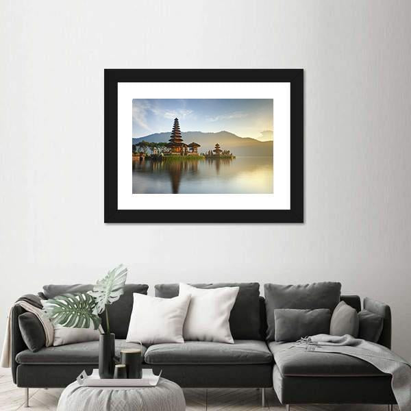 Temple On Lake Bratan Panoramic Canvas Wall Art-1 Piece-36" x 12"-Tiaracle