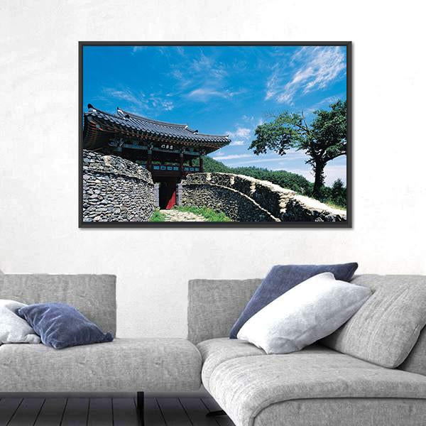 Temple On Mountains Korea Panoramic Canvas Wall Art-1 Piece-36" x 12"-Tiaracle