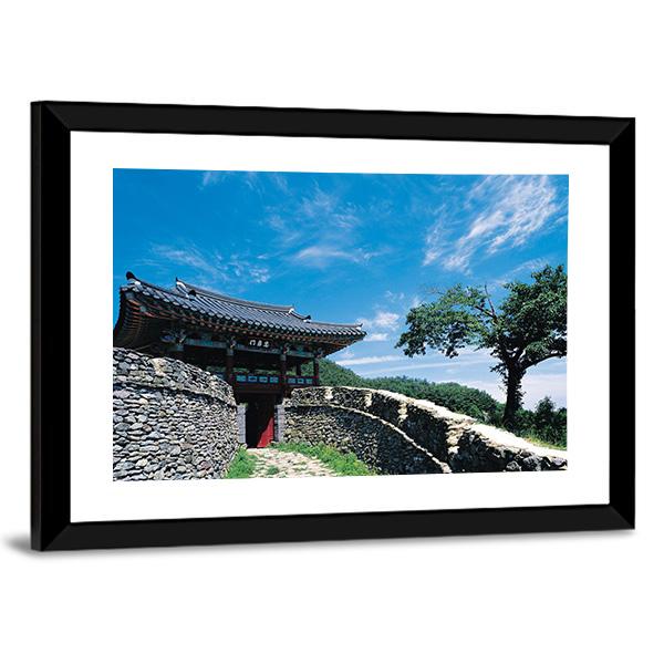Temple On Mountains Korea Panoramic Canvas Wall Art-1 Piece-36" x 12"-Tiaracle