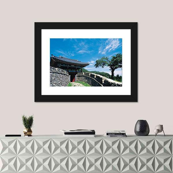 Temple On Mountains Korea Panoramic Canvas Wall Art-1 Piece-36" x 12"-Tiaracle