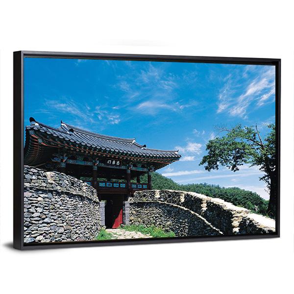 Temple On Mountains Korea Panoramic Canvas Wall Art-1 Piece-36" x 12"-Tiaracle