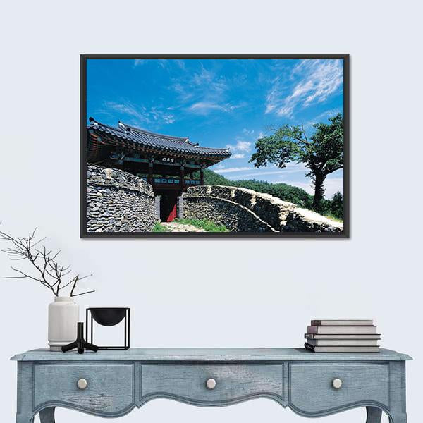 Temple On Mountains Korea Panoramic Canvas Wall Art-1 Piece-36" x 12"-Tiaracle