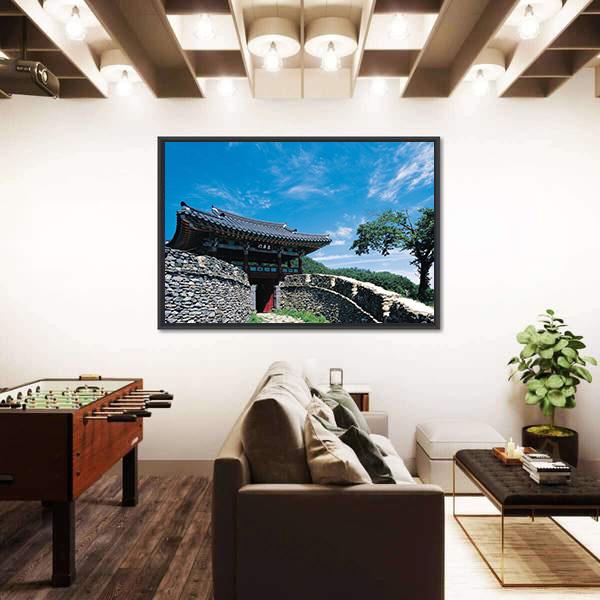 Temple On Mountains Korea Panoramic Canvas Wall Art-1 Piece-36" x 12"-Tiaracle