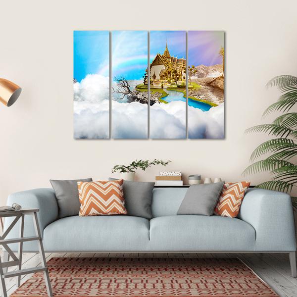 Temple With Cloudy Sky & Lake Canvas Wall Art-1 Piece-Gallery Wrap-36" x 24"-Tiaracle
