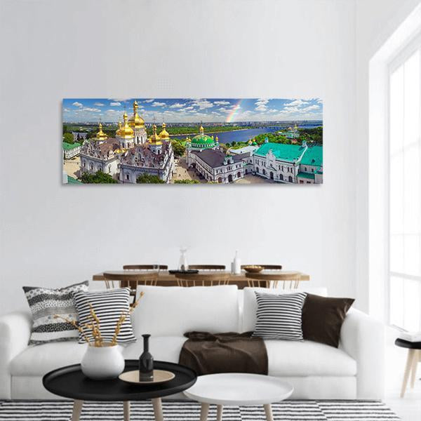 Temples Cathedral In Kiev Ukraine Panoramic Canvas Wall Art-3 Piece-25" x 08"-Tiaracle