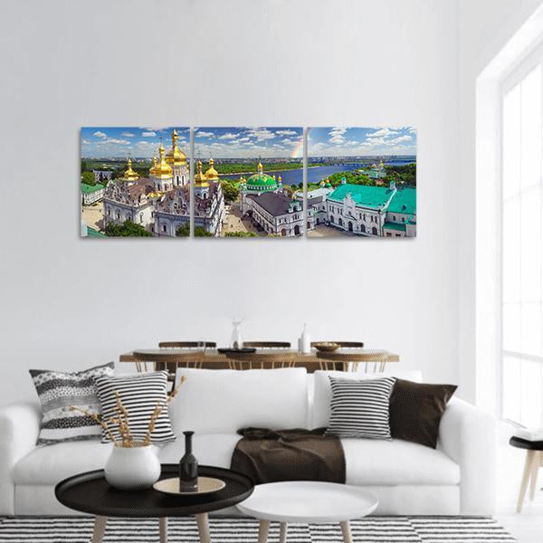 Temples Cathedral In Kiev Ukraine Panoramic Canvas Wall Art-3 Piece-25" x 08"-Tiaracle