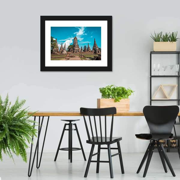 Temples During Sunny Day Ayutthaya Canvas Wall Art-3 Horizontal-Gallery Wrap-25" x 16"-Tiaracle