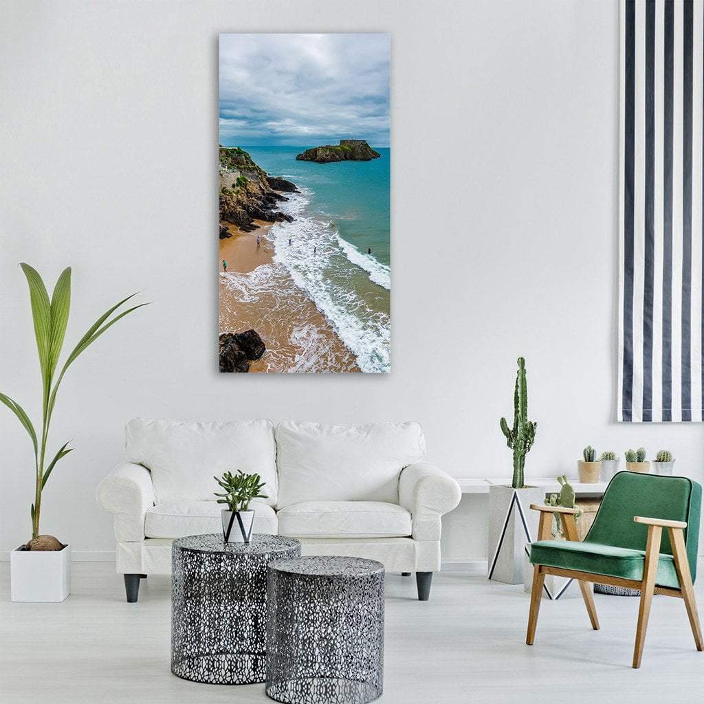 Tenby Pembrokeshire Wales Coast Vertical Canvas Wall Art-1 Vertical-Gallery Wrap-12" x 24"-Tiaracle