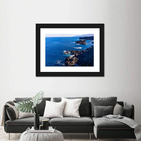Tenerife Black Beach In Spain Canvas Wall Art-1 Piece-Framed Print-20" x 16"-Tiaracle