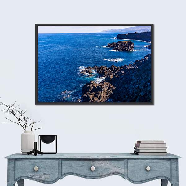 Tenerife Black Beach In Spain Canvas Wall Art-3 Horizontal-Gallery Wrap-25" x 16"-Tiaracle