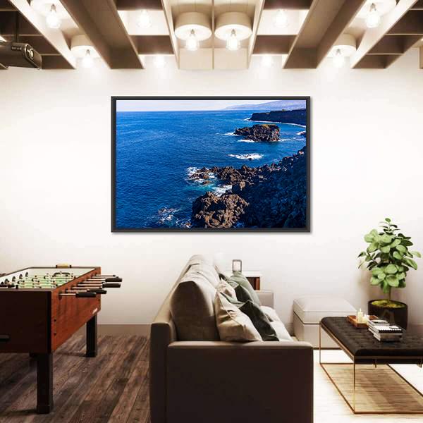 Tenerife Black Beach In Spain Canvas Wall Art-3 Horizontal-Gallery Wrap-25" x 16"-Tiaracle