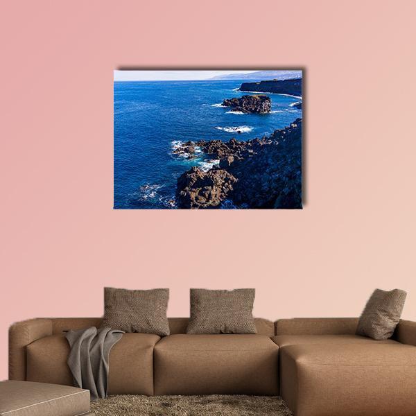 Tenerife Black Beach In Spain Canvas Wall Art-5 Pop-Gallery Wrap-47" x 32"-Tiaracle