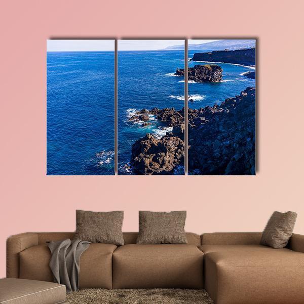 Tenerife Black Beach In Spain Canvas Wall Art-3 Horizontal-Gallery Wrap-37" x 24"-Tiaracle